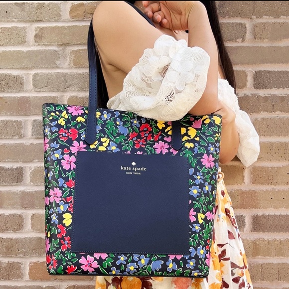 kate spade Handbags - Kate Spade Daily Tote Top Zip Shoulder Bag Shoreside Floral Parisian Blue Multi